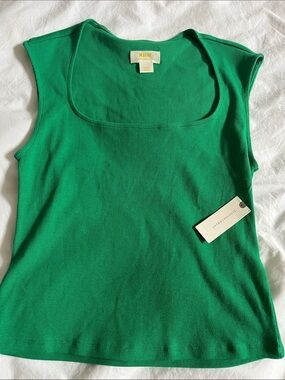 NWT Anthropology bright green Kelly square neck tank top basic staple piece